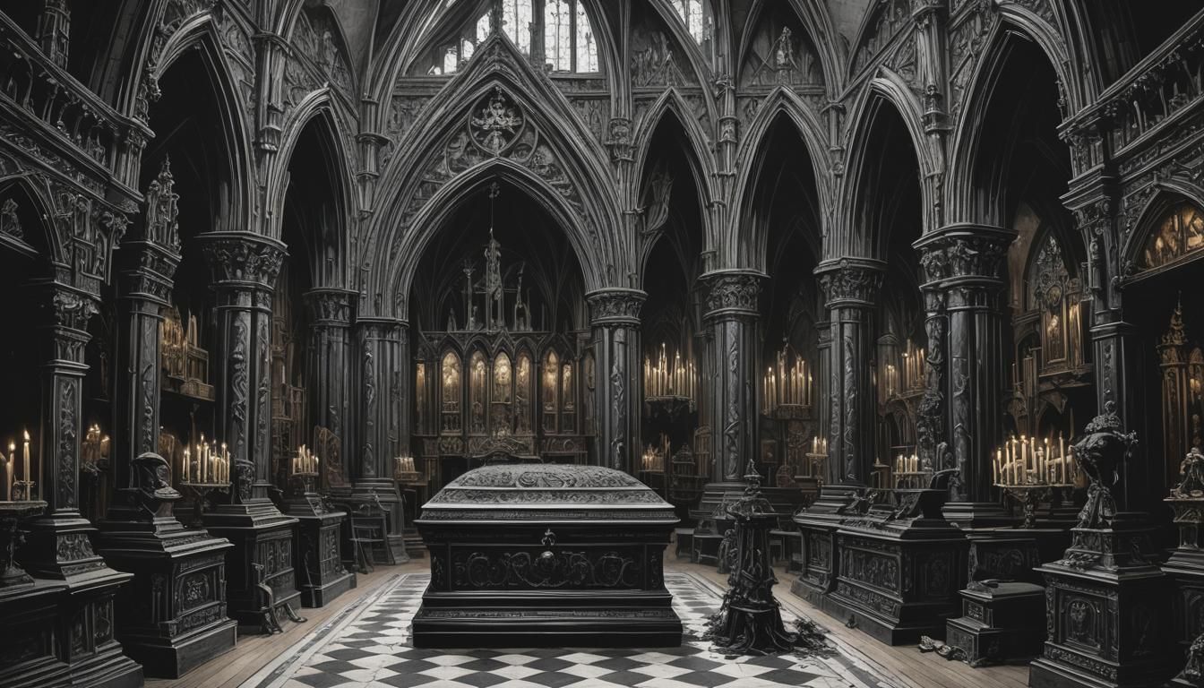 Gothic Victorian Funeral Art: Damask Coffin