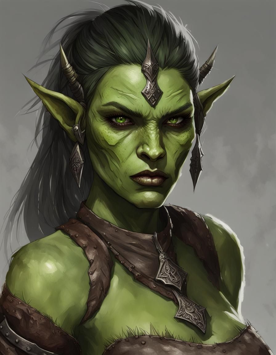Green-Skinned Orc with Green Eyes