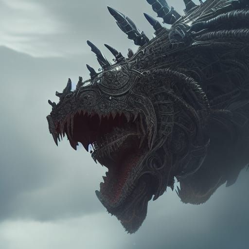 Dramatic Digital Painting of a Cybernetic Beast