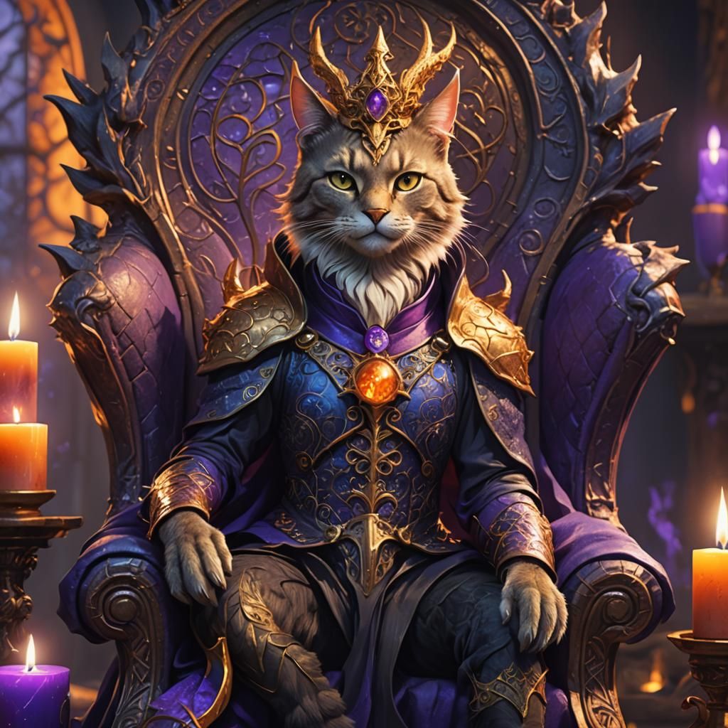 Cat Dragon in Witch Costume Fantasy Art