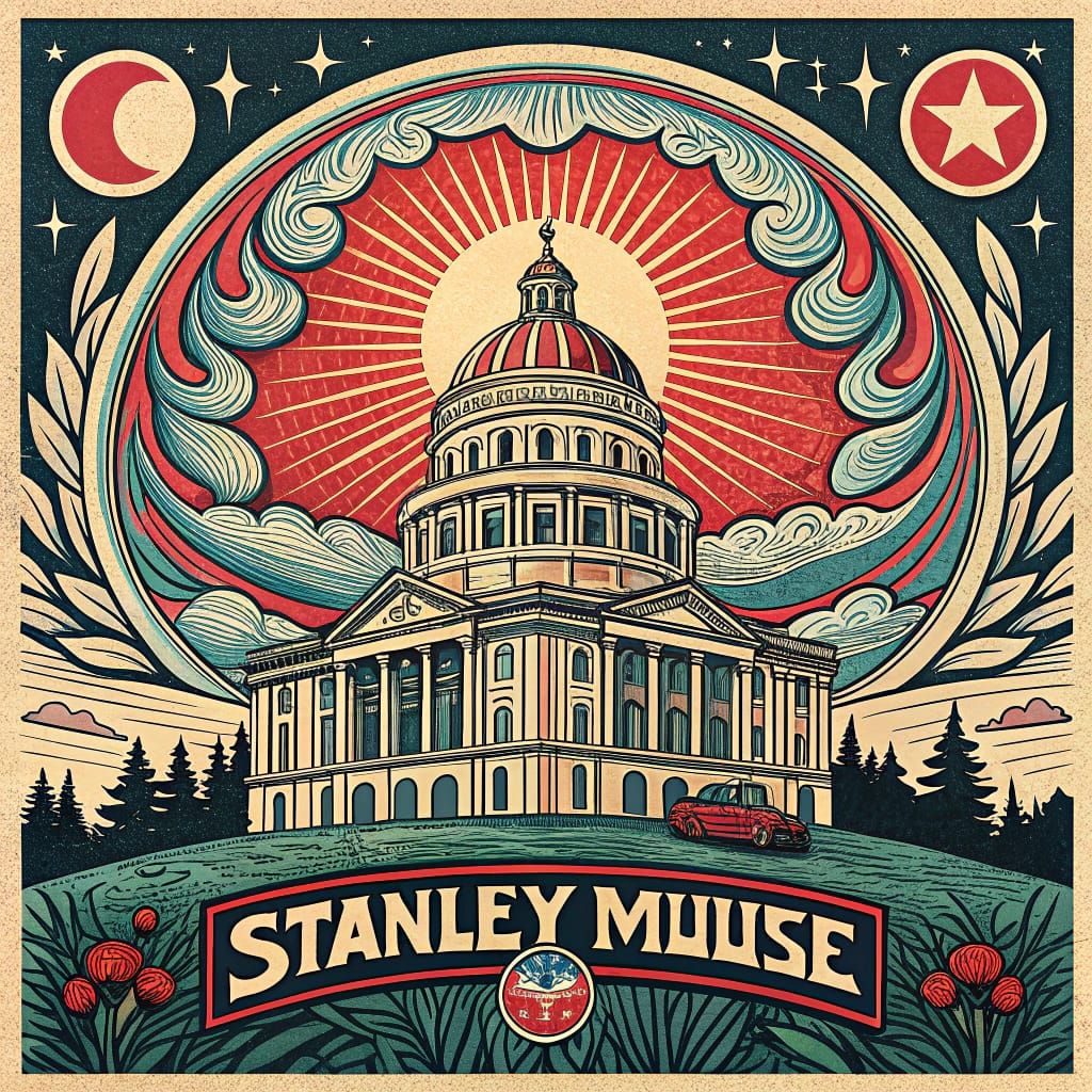 Psychedelic Woodcut Concert Poster in the Style of 1960s Roc...