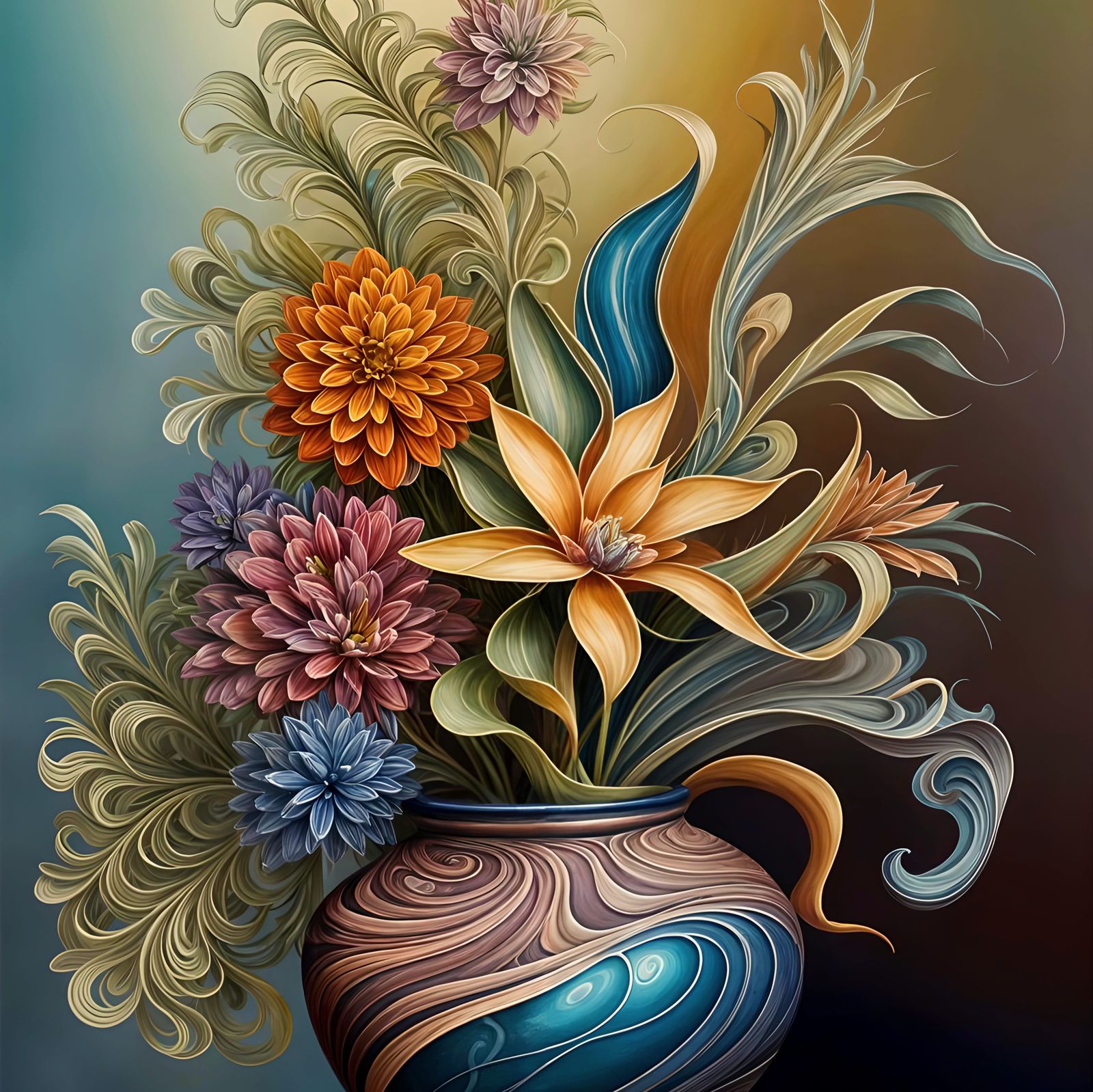 Alien Still Life: Photorealistic Xeno Plant Arrangement