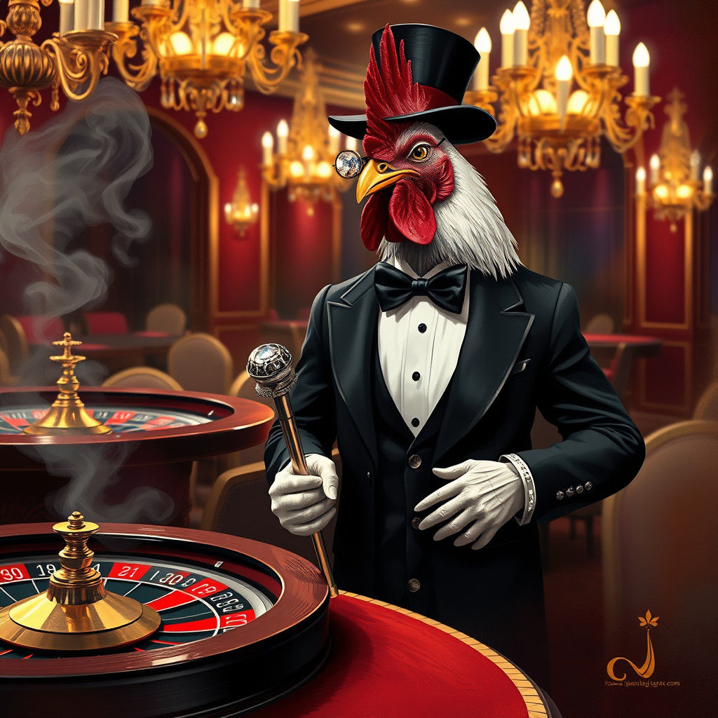 Dapper Rooster at the Casino Roulette Table