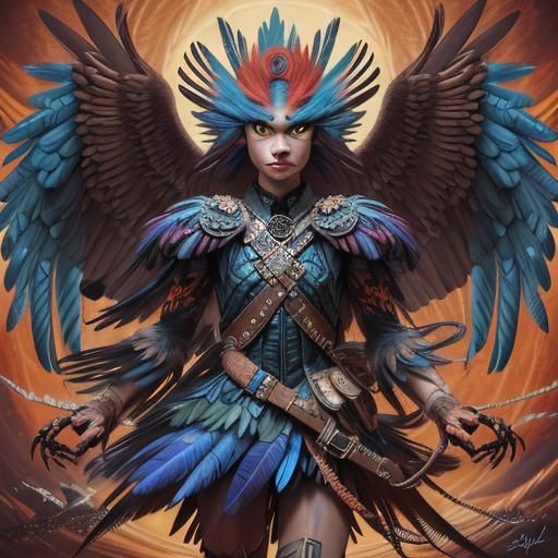 Sci-Fi Thunderbird Warrior in Abstract Art Style