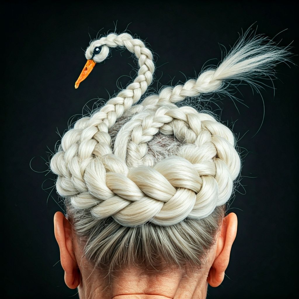 Swan Hairstyle: Braided White Hair Art