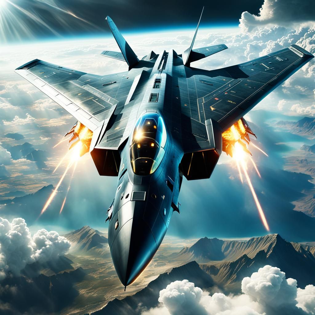 Dragon Stealth Aircraft Soaring Through Clouds