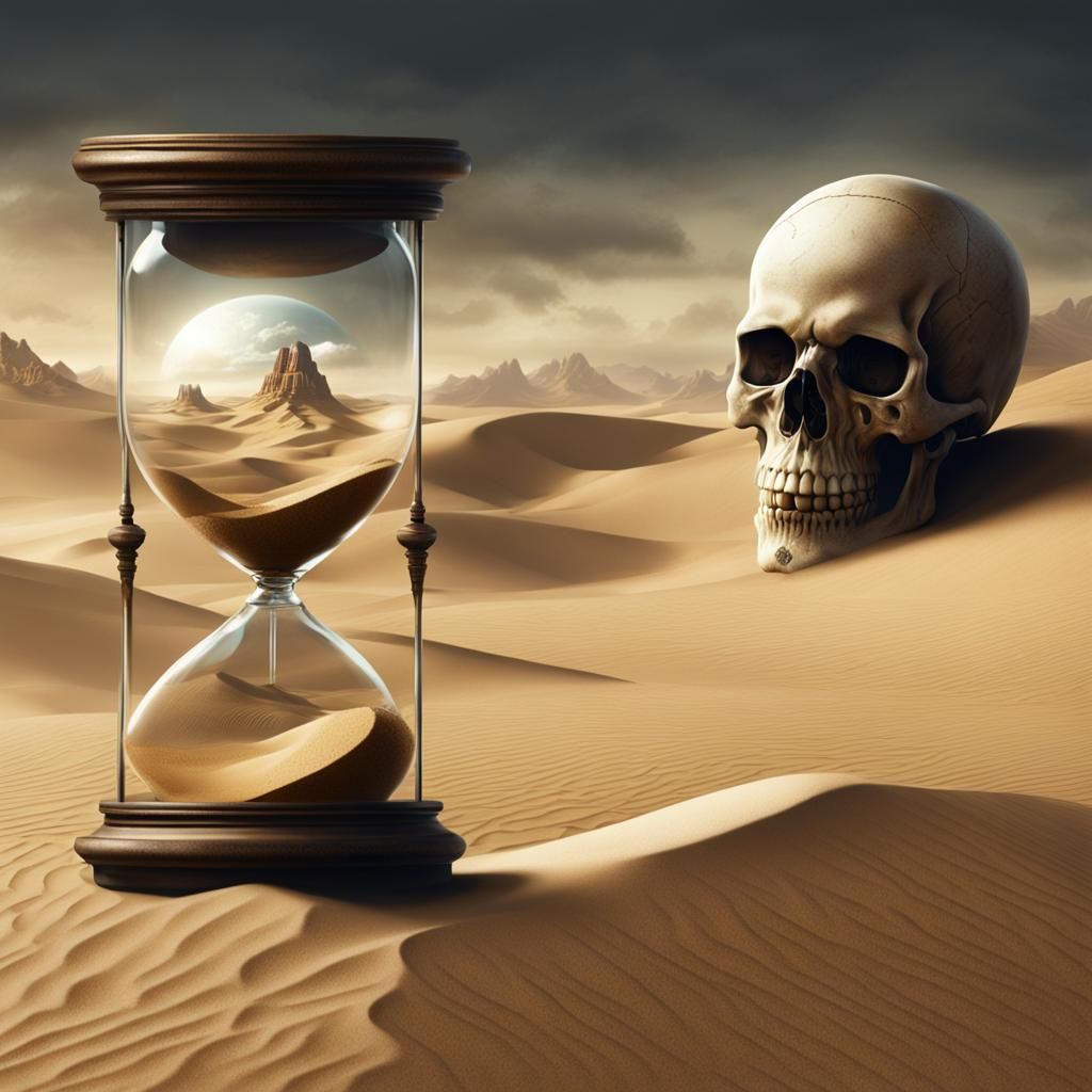 Hourglass Skull: Detailed Matte Painting