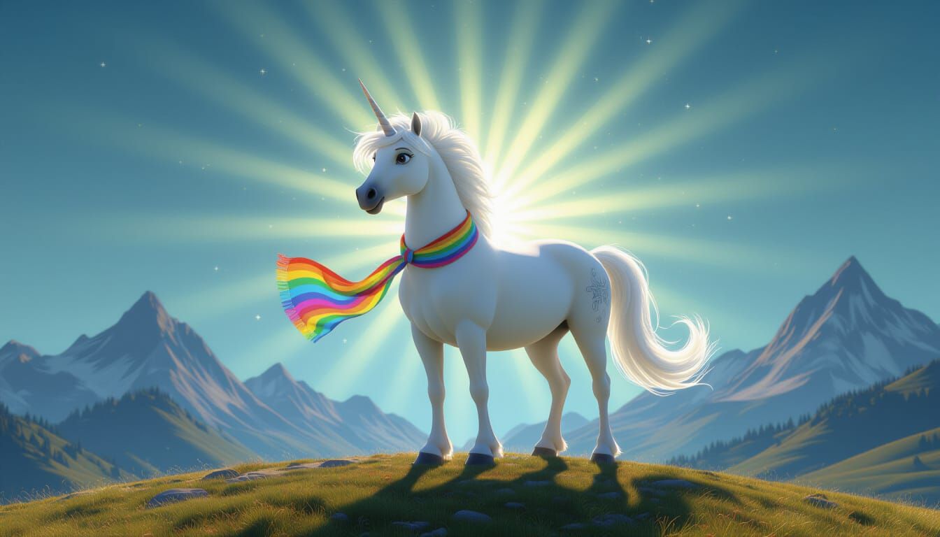 Majestic Unicorn in Abstract Fractal Art Style