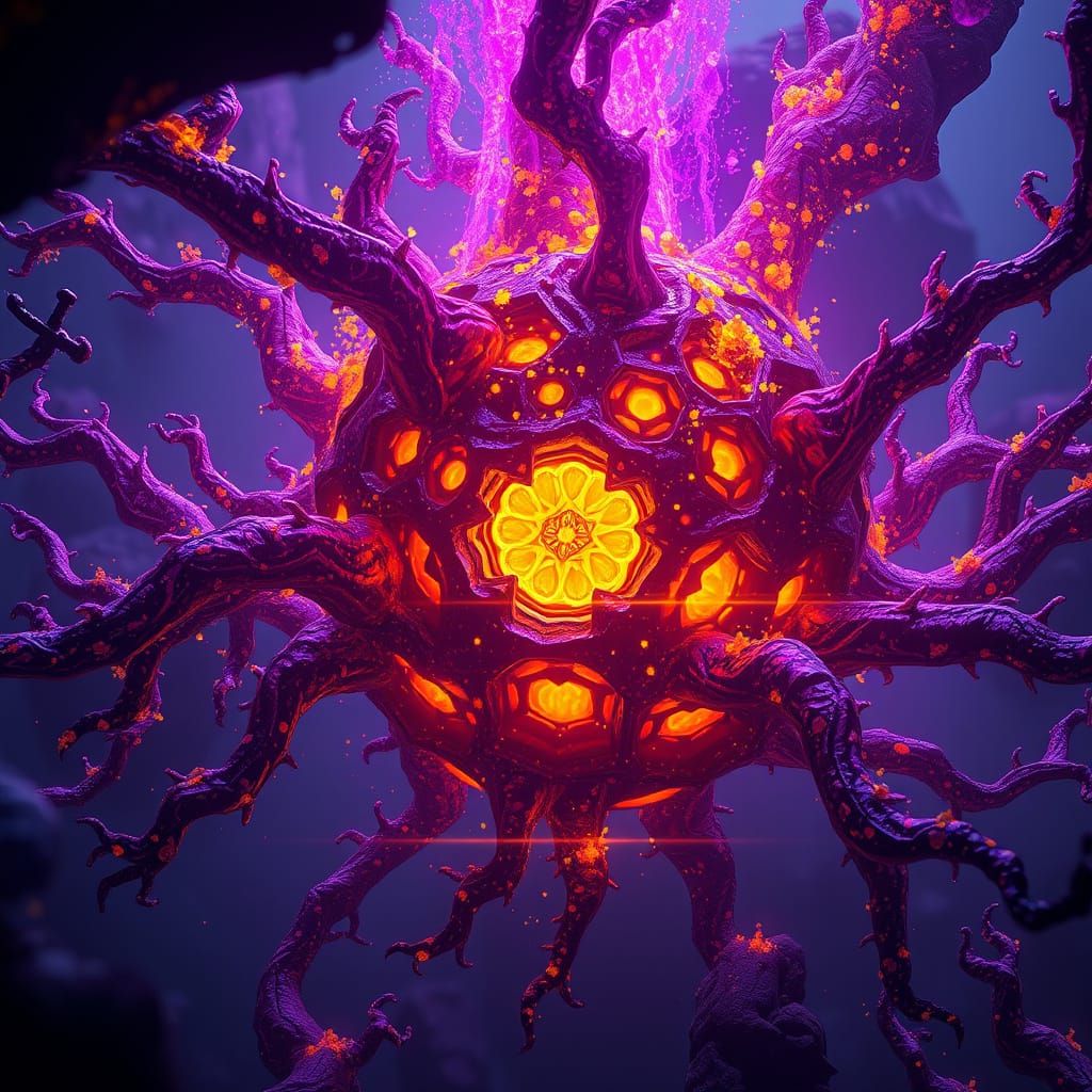 Ethereal Mitochondria Concept Art in Dark Fantasy Style