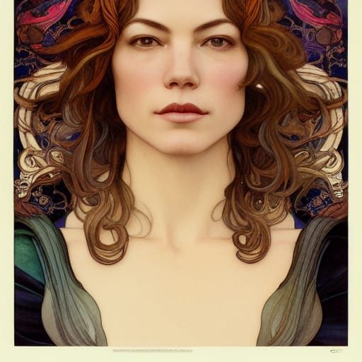 Michelle Monaghan Portrait in Watercolor Style