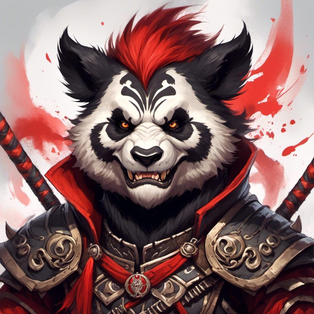 Evil Panda Warrior Headshot Portrait