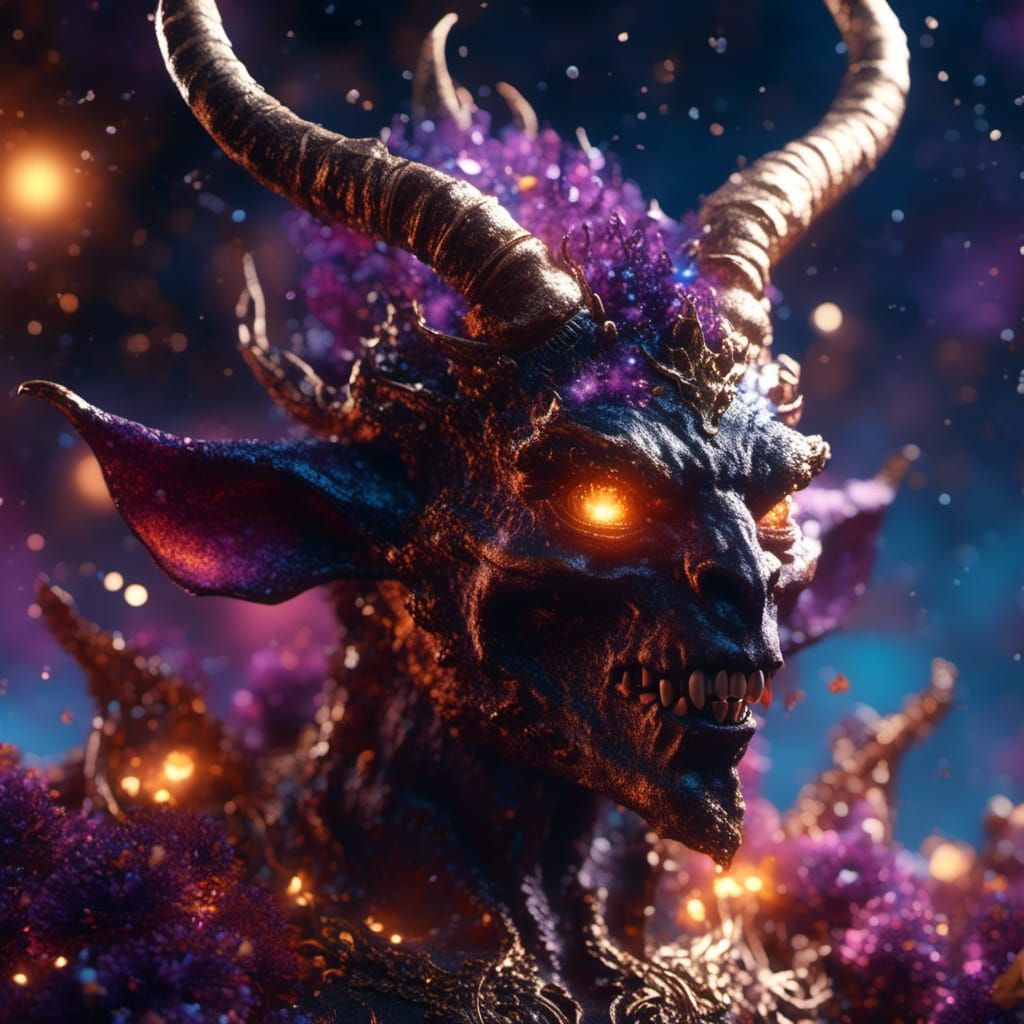 Cosmic Horned Demon in Unreal Engine Style
