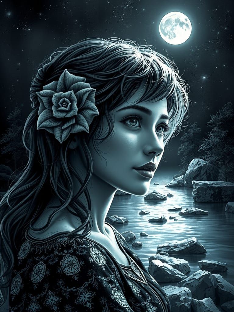 Smiling Fairy Portrait Inspired by Van Gogh