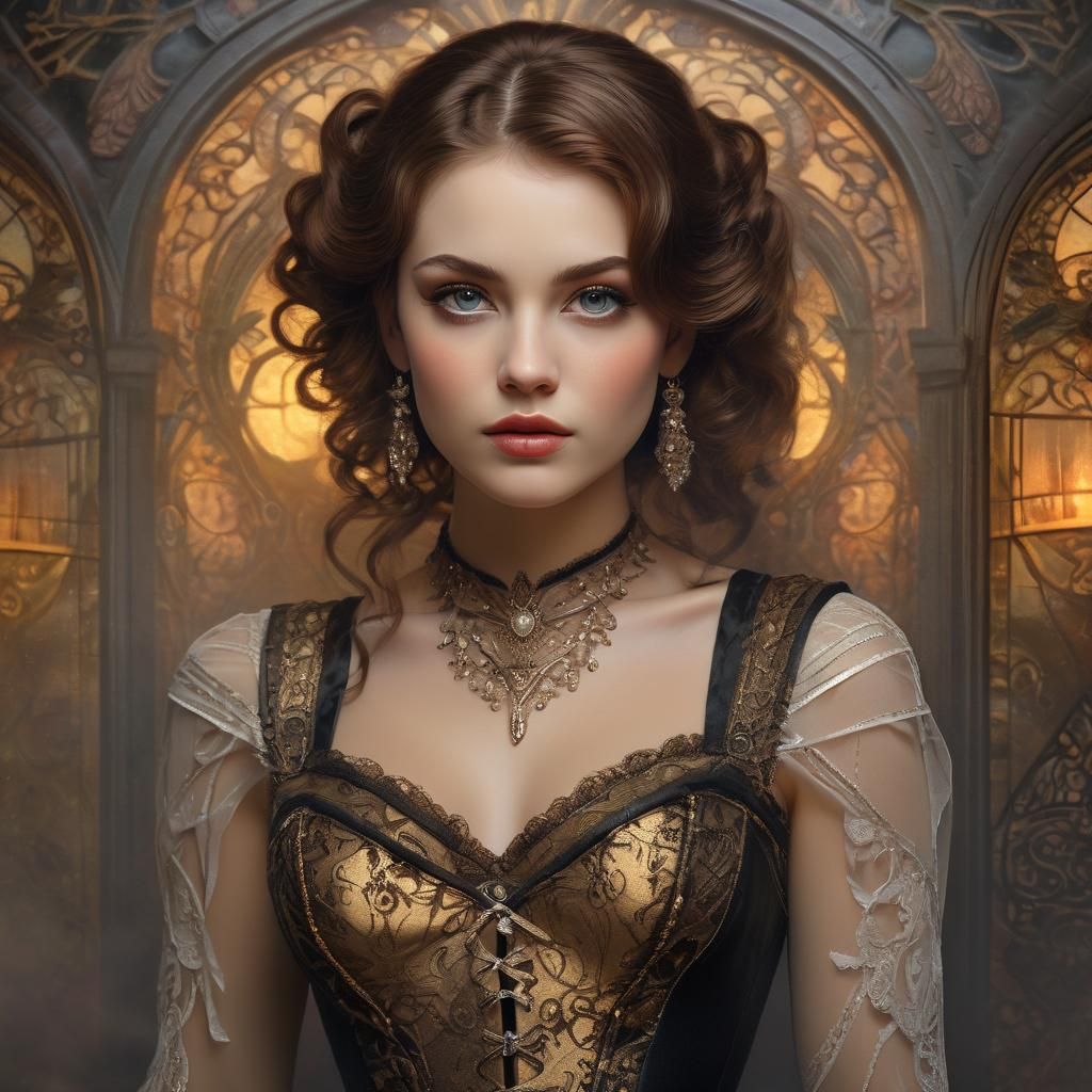 Sensual Fantasy Beauty in Art Nouveau Style