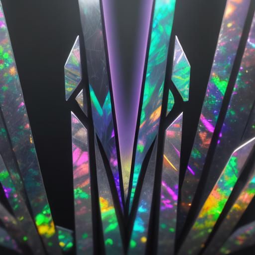 Multi chromatic Ethereal painting with purple labradorite stripes with holographic rainbow moonstone stripes and black o...