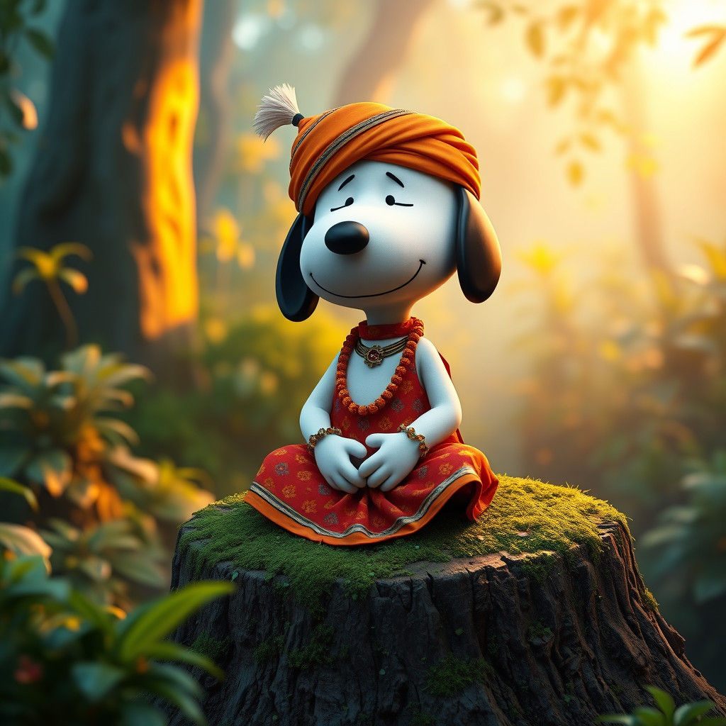 Snoopy as Gandhi in Dreamlike Matte Painting