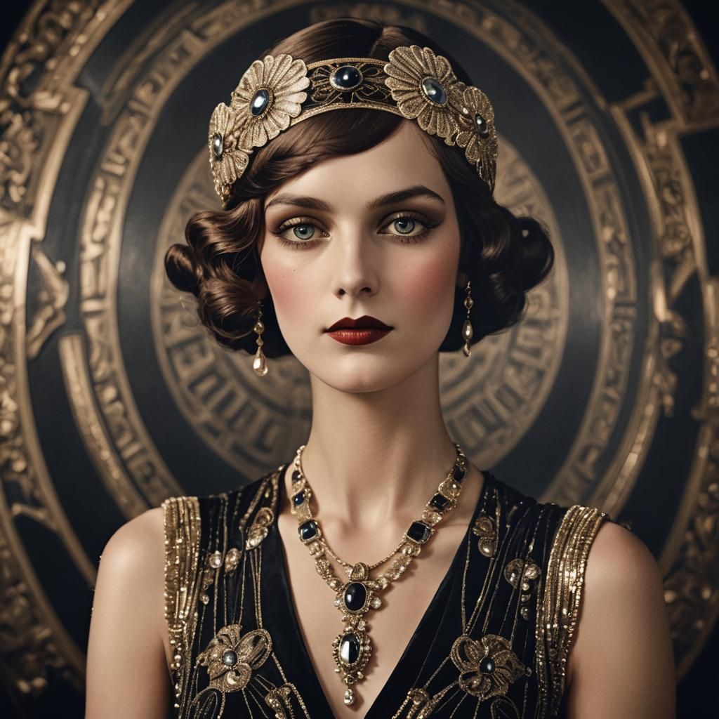 Elegant Art Deco Portrait of 1920s Woman