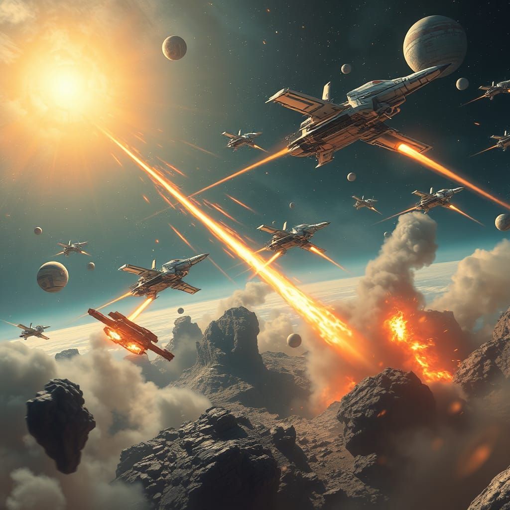 Dramatic AI-Generated Space Battle Scene