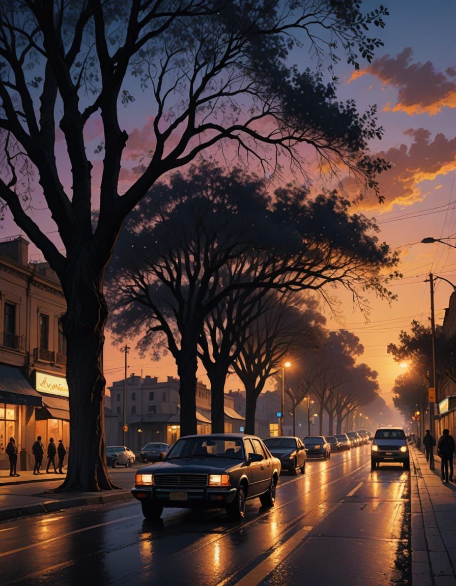 Majestic Tree Stands Tall Amidst Urban Chaos in Hyperdetaile...