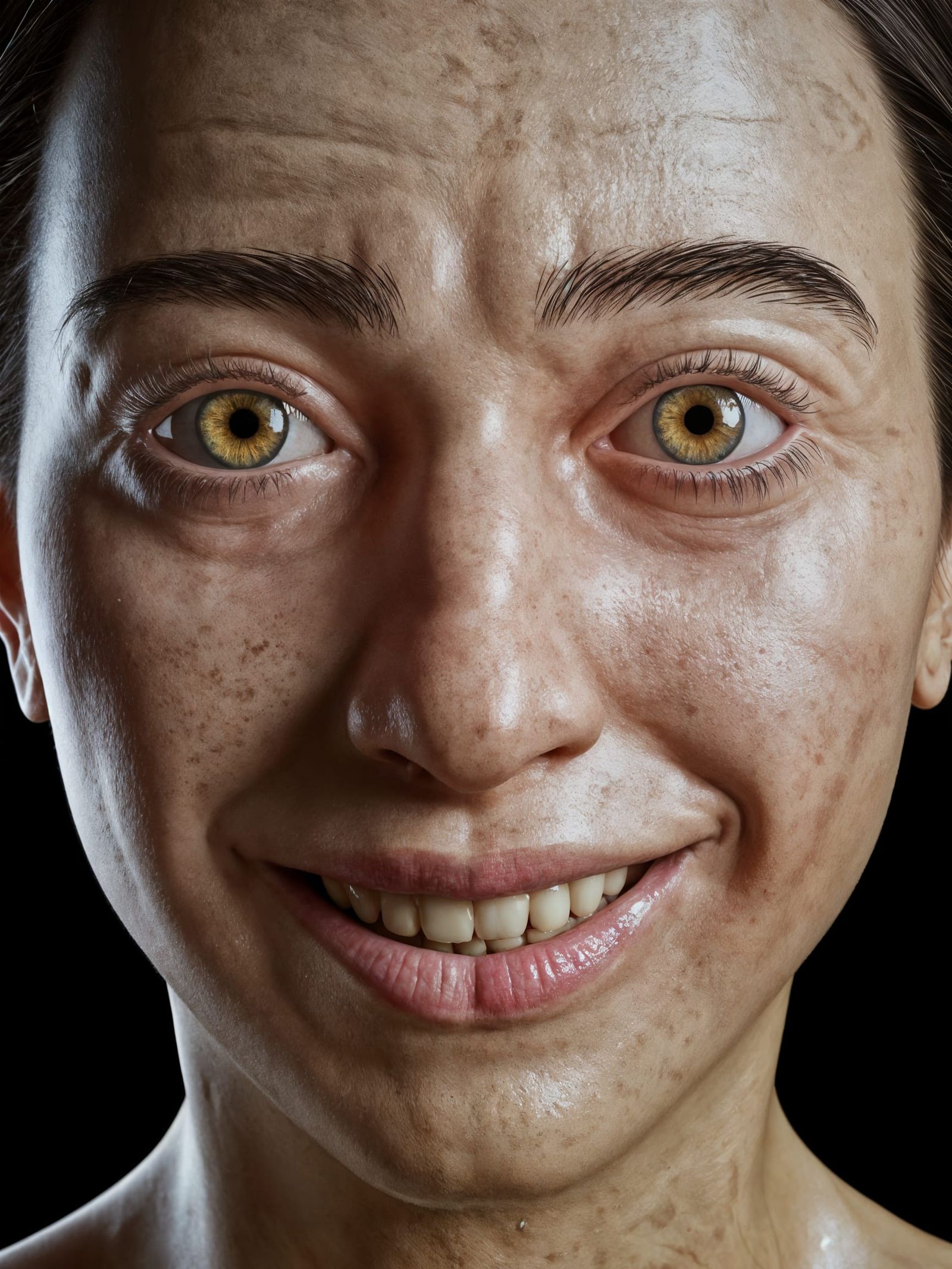 Uncanny Face in Surreal Style: Unsettling Image