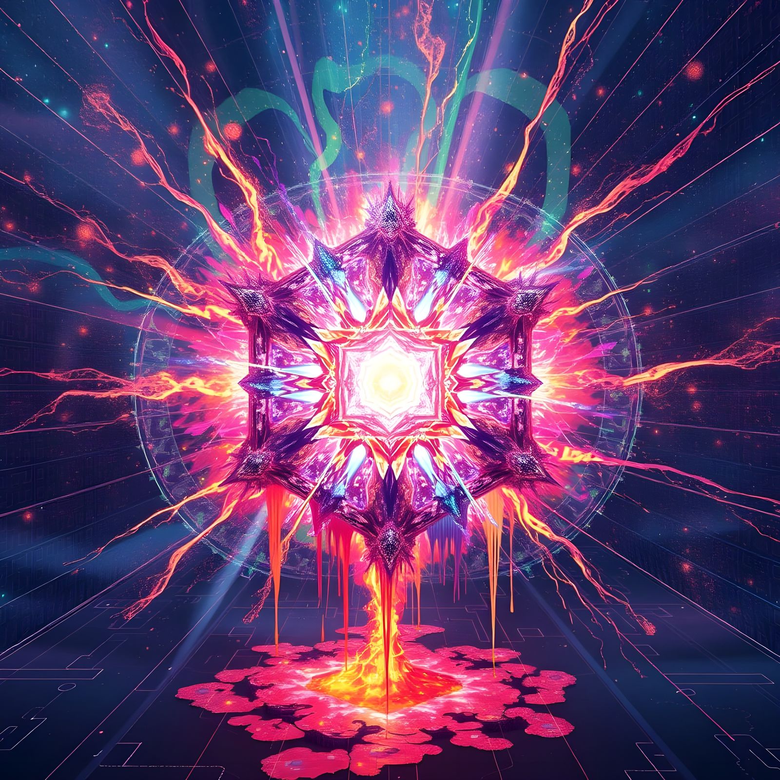 Vibrant Tesseract Energy Unfolds in Digital Art