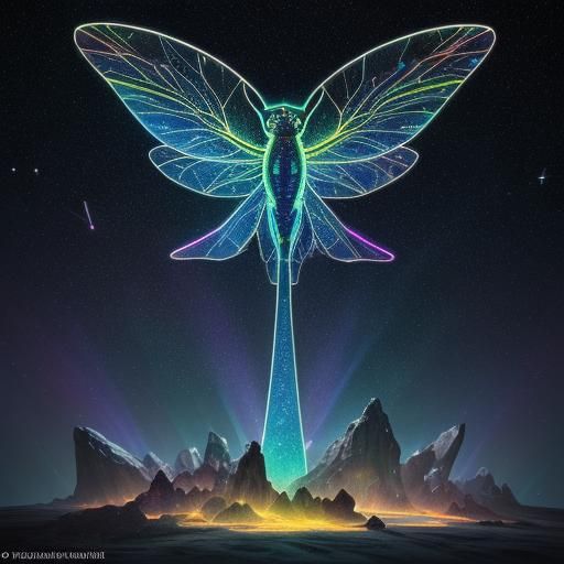 Bioluminescent Crystal Celestial Stained Glass Mosaic