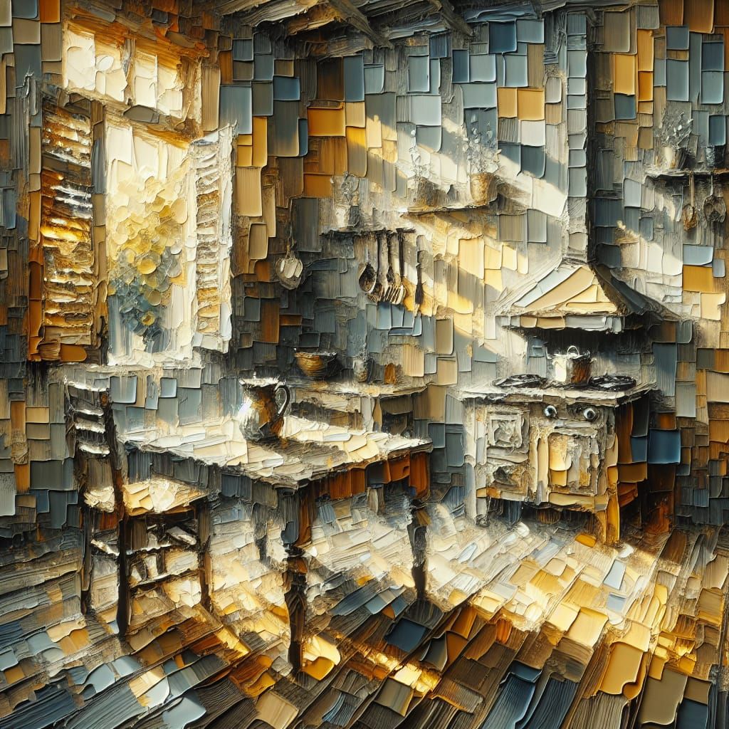 Rustic Kitchen: Impressionistic, Surreal Interior