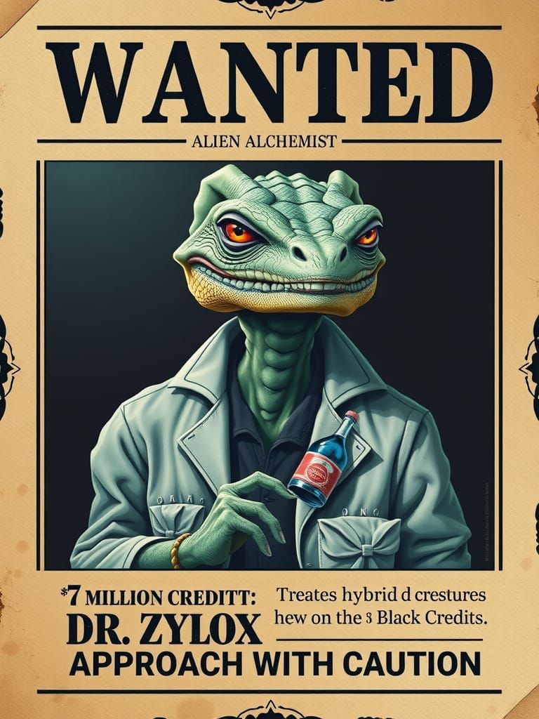 Wanted: Alien Alchemist Dr. Zylox for Genetic Crimes