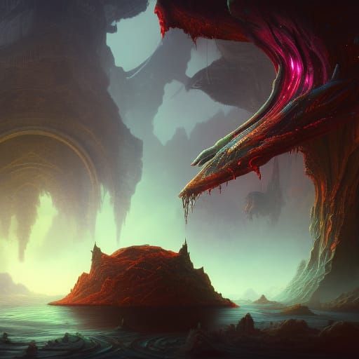 Surreal Melting Eye in Detailed Matte Painting