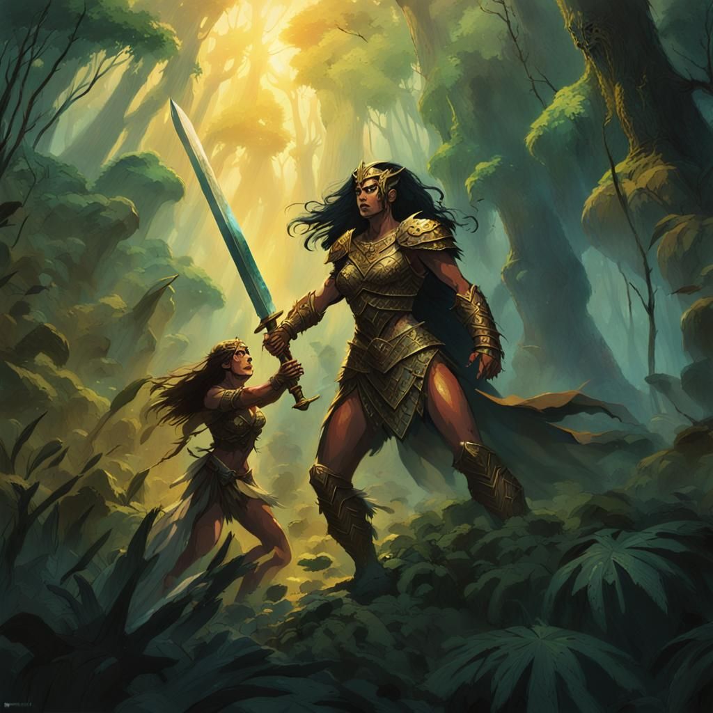 Barbarian Woman's Victory Over Amazon Queen