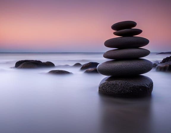 Zen Stone in Water: Detailed Serene Photo