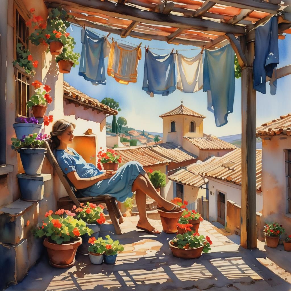 Dreamy Spanish Village in Warm Golden Light