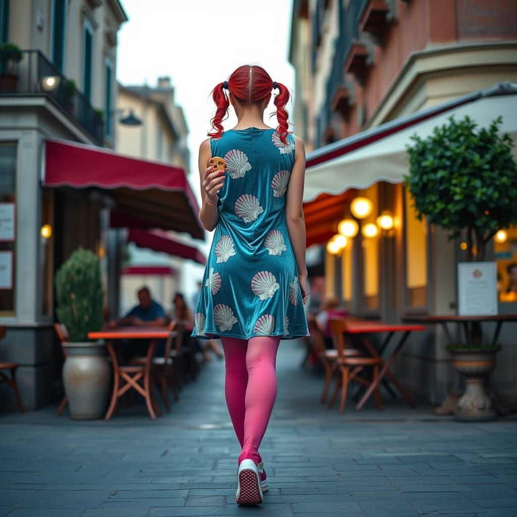 Laurie Adam in Teal Velvet Dress with Cookies