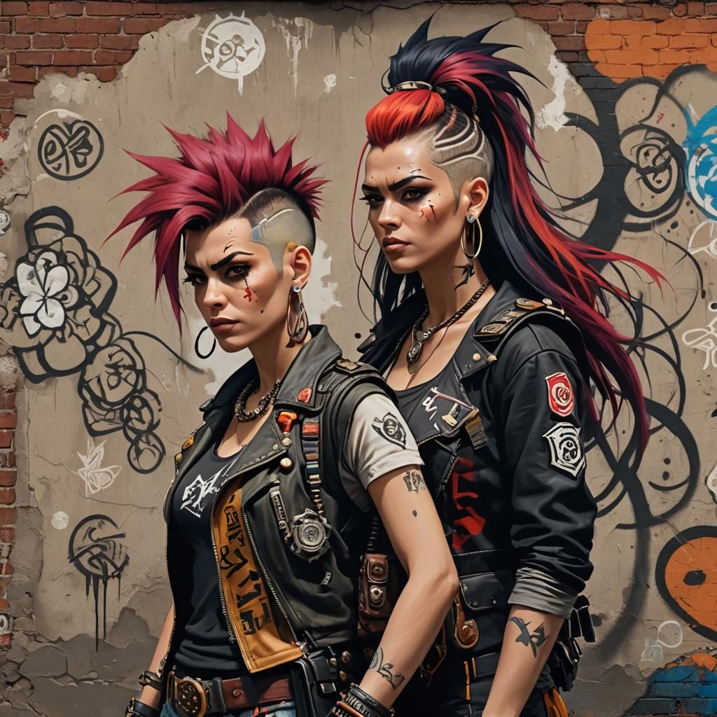 Tank Girl Graffiti: Mother and Daughter in Detailed Mural