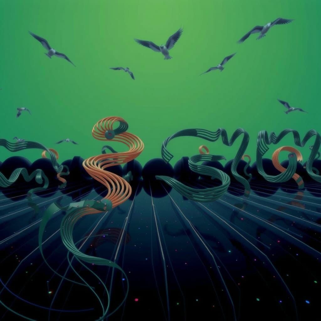 Abstract Neon Green and Orange Spirals