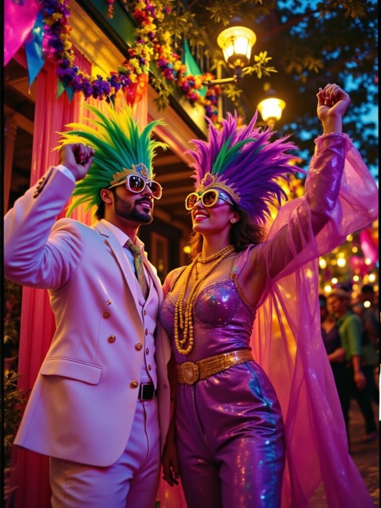 Electric 80s Rave Scene in Vibrant Neon Colors