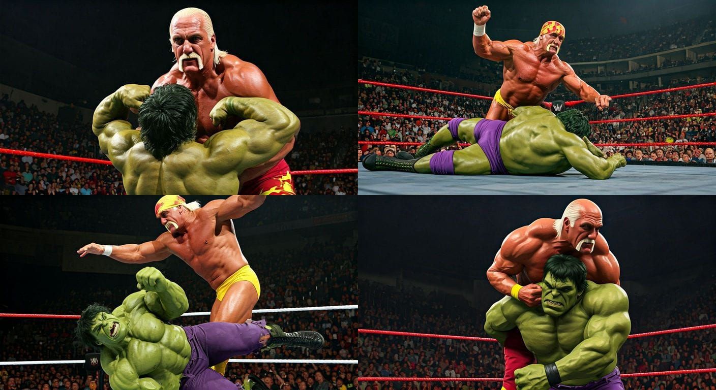 Hulk Hogan Wrestles and Defeats the Incredible Hulk