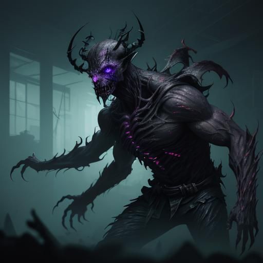 Manager Fiend in Ruined Office: Dark Fantasy Art