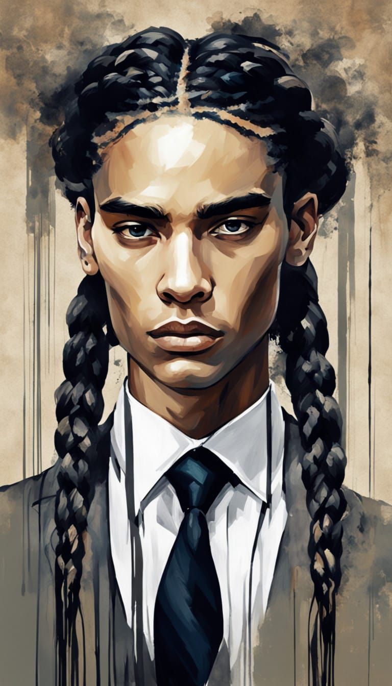 Hyper Realistic Androgynous Portrait in Antique Dark Art Sty...