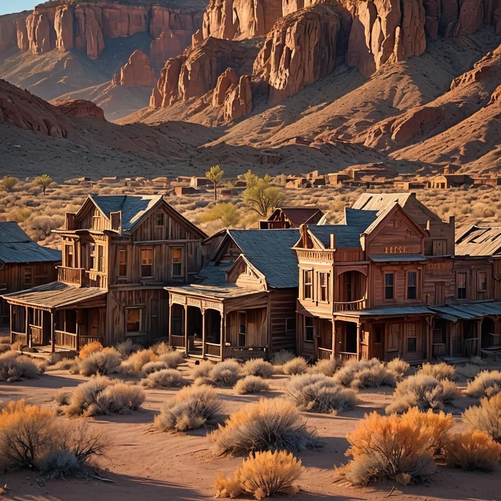 Mystical Dawn in Abandoned Old West Town