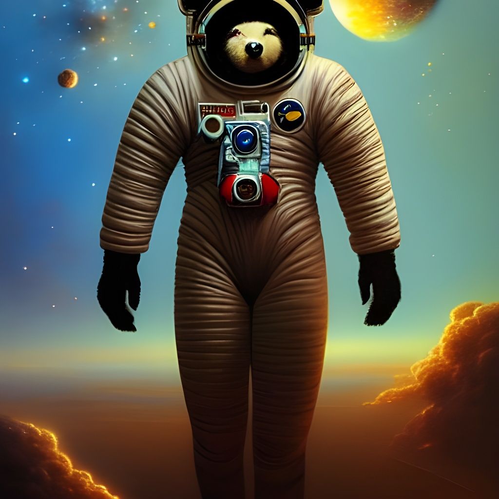 Teddy Bear Astronaut in Retrofuturism Style