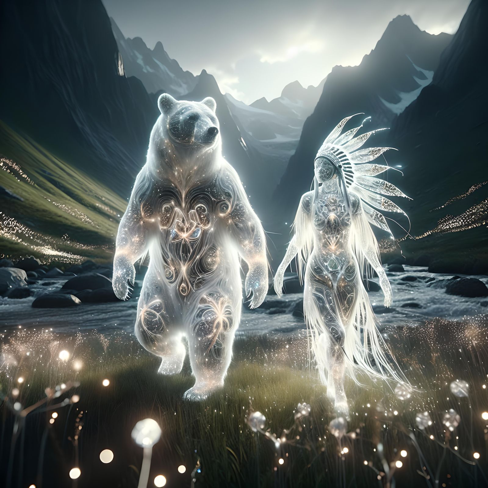 Native American girl and The Great Bear dream