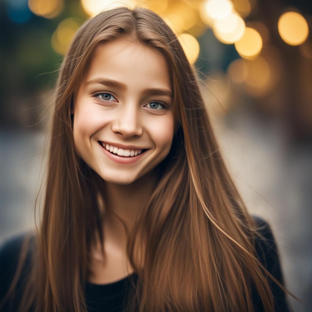 Portrait of Smiling Czech Girl with Bokeh