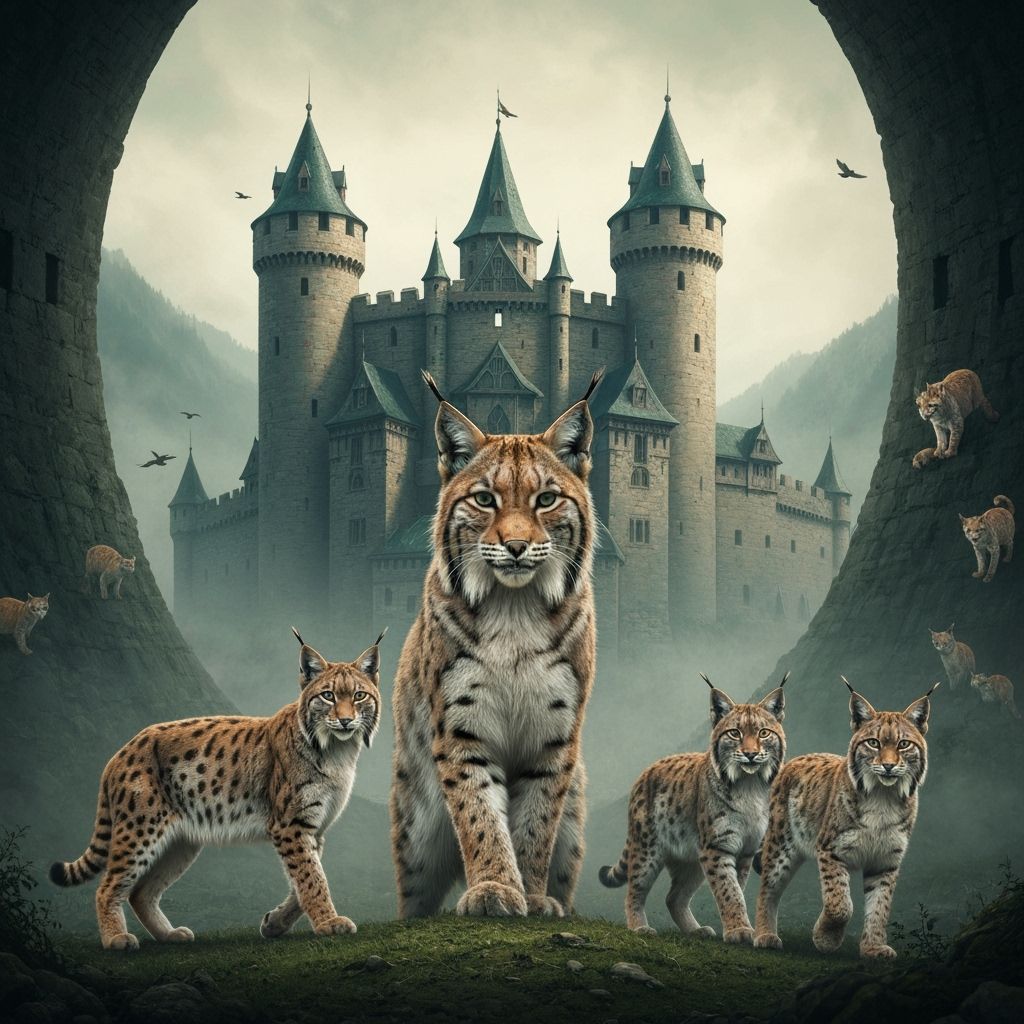 Eurasian Lynx Haunting Medieval Castle