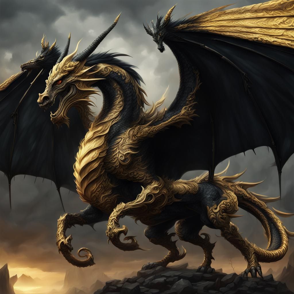 Winged Demon Dragon Horse: Epic Digital Painting