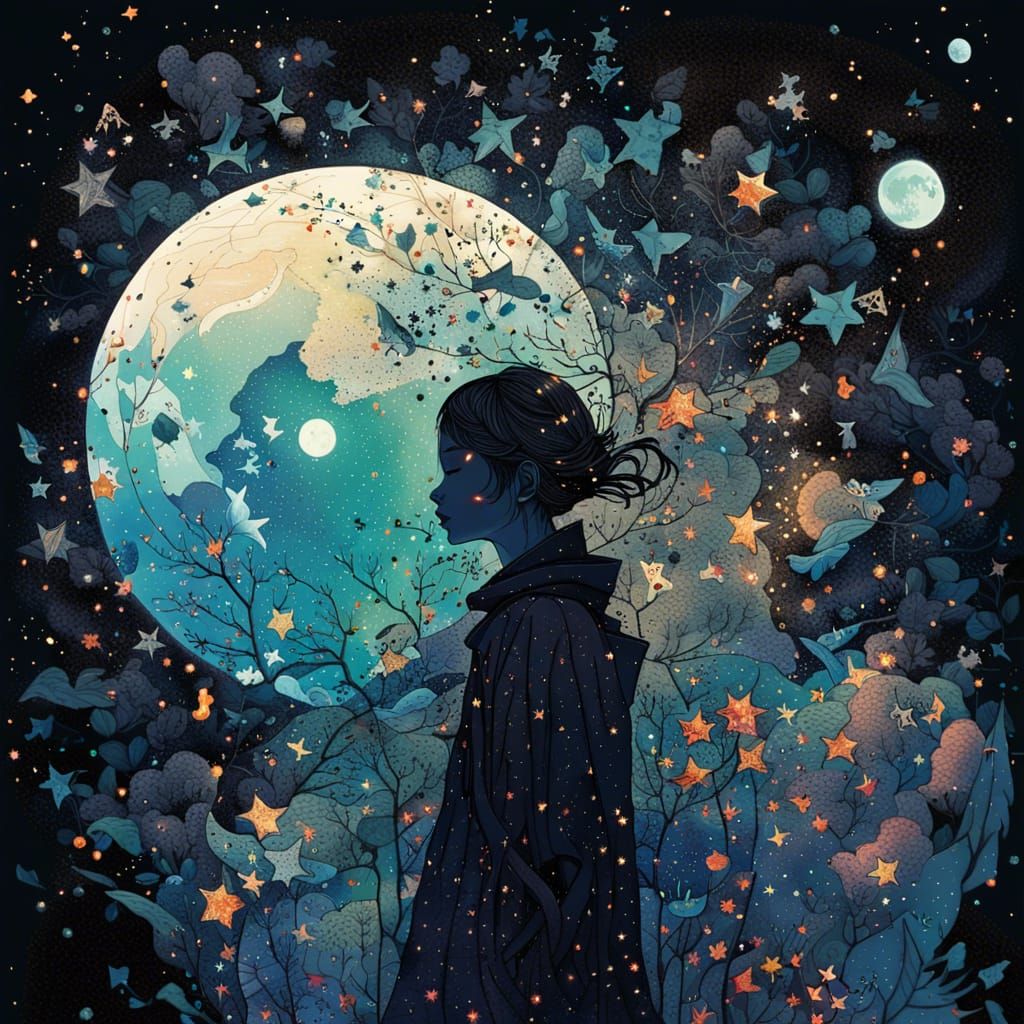 Starry Night Macabre: A Surrealist Collage Art