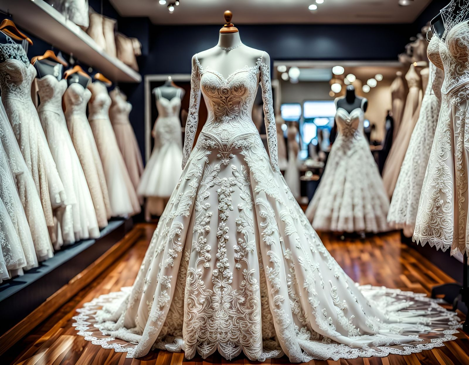 Elegant White Lace Wedding Dress in Anime Style
