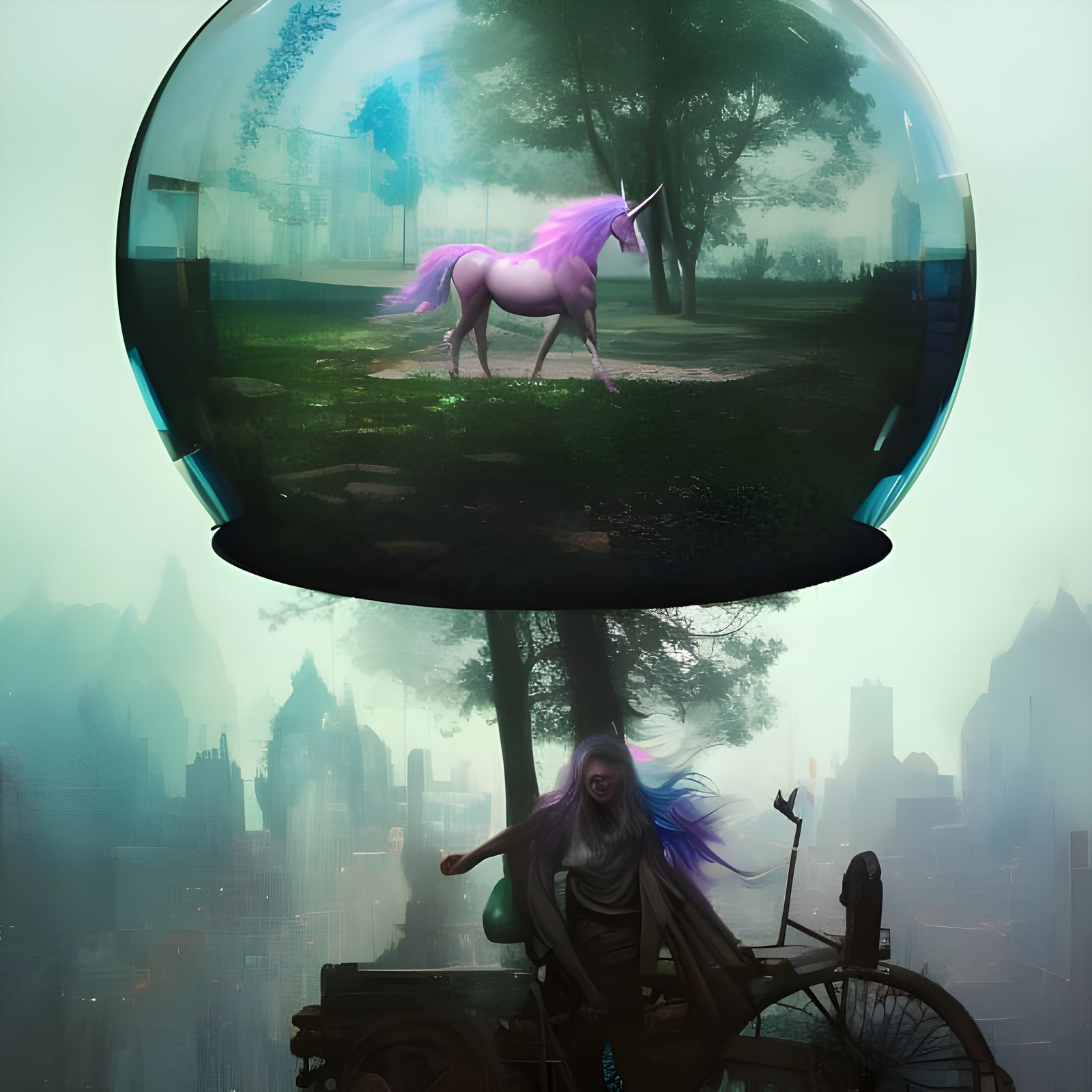 Unicorn in Bubble: Hyperdetailed Fantasy Art