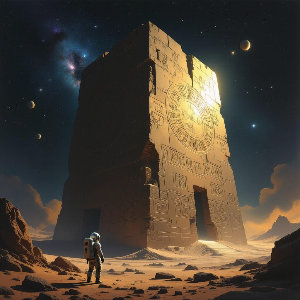 Astronaut Discovers Ancient Monolith in Cosmic Void