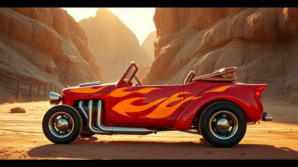 Pimped Flintstone Car on Bedrock Street